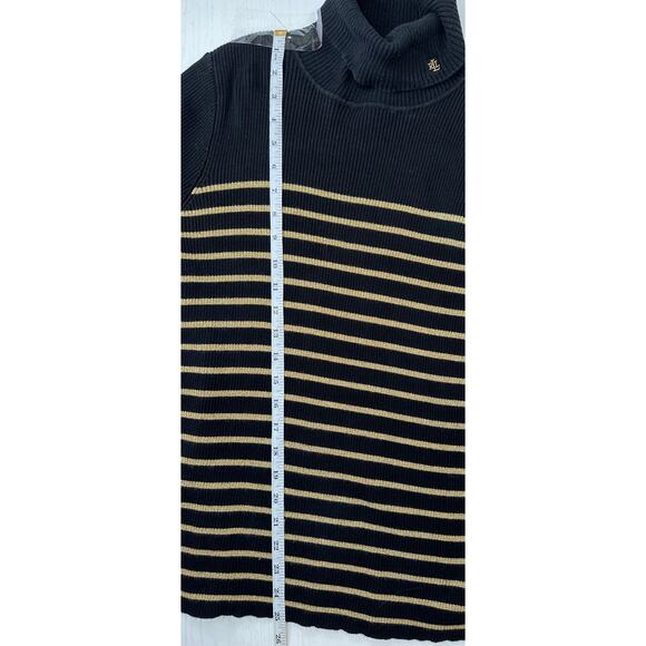 Lauren Ralph Lauren Turtleneck Sweater Black Gold Metallic Winter Comfy Work XL - Picture 8 of 8